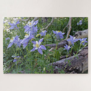 Colorado Blue Columbine Flowers en Logs Puzzle Legpuzzel