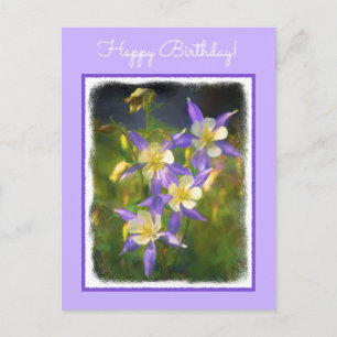 Colorado Blue Columbine Painting - Originele Kunst Briefkaart
