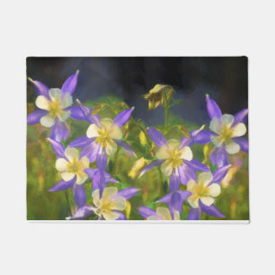 Colorado Blue Columbine Painting - Originele Kunst Deurmat