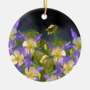Colorado Blue Columbine Painting - Originele Kunst Keramisch Ornament