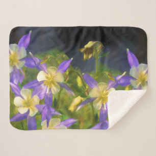 Colorado Blue Columbine Painting - Originele Kunst Sherpa Deken