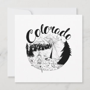 Colorado Camper Buitenshuis Inkt Illustratie Feestdagenkaart