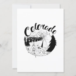 Colorado Camper Buitenshuis Inkt Illustratie Feestdagenkaart