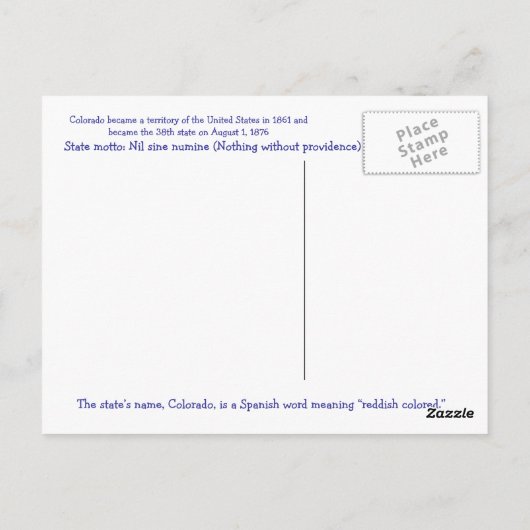 Colorado! Carte postale (Dos)