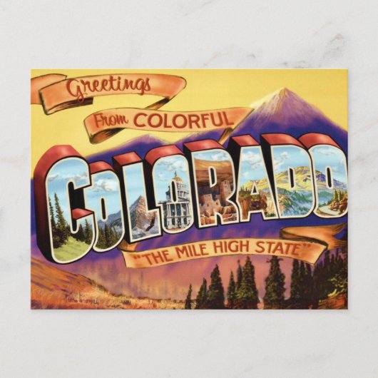 Colorado Coloré Ancienne Carte de Vœux (Devant)