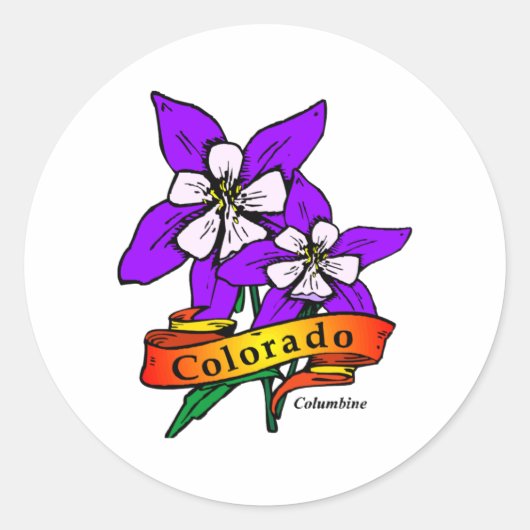 Colorado Columbine Ronde Sticker (Voorkant)
