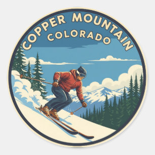 Colorado Copper Mountain Skier Ronde Sticker