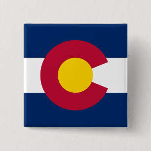 Colorado: De honderdjarige Amerikaanse staatsvlag Vierkante Button 5,1 Cm