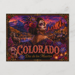 Colorado Día de los Muertos Retro Briefkaart