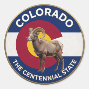 Colorado Dikhoornschaap Embleem 🐏 Ronde Sticker