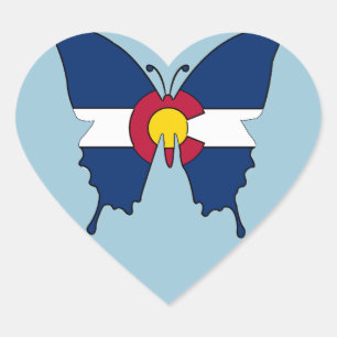 Colorado drapeau papillon autocollants coeur