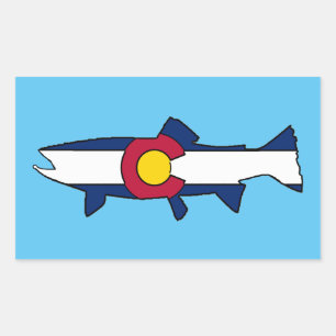 Colorado drapeau truite rectangle stickers