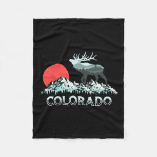 Colorado Elk Hunter Conservation Retro Gra Fleece Deken