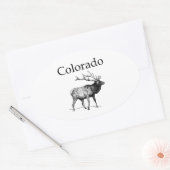 Colorado Elk (lijnkunst) Ovale Sticker (Envelop)
