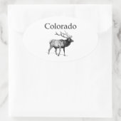 Colorado Elk (lijnkunst) Ovale Sticker (Tas)