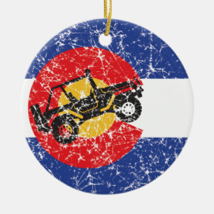 Colorado Flag 4 Wheeler Keramisch Ornament