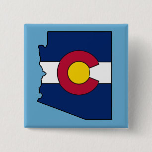 Colorado flag Arizona contourspeld knop Vierkante Button 5,1 Cm