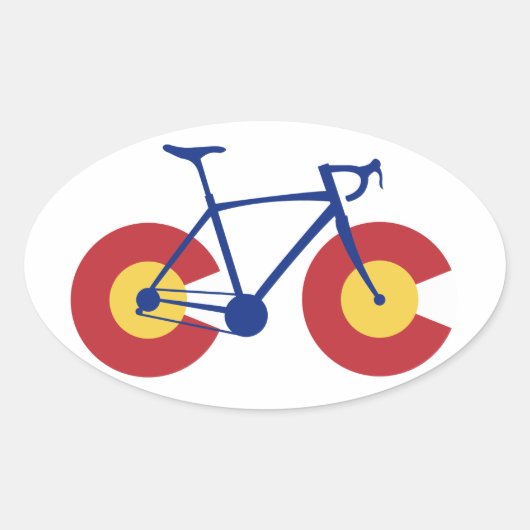 Colorado Flag Bicycle Ovale Sticker (Voorkant)