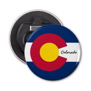 Colorado Flag & Colorado party /sport USA drink Button Flesopener