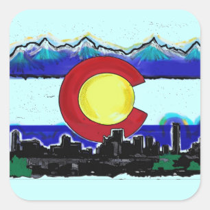 Colorado Flag denver skyline artistieke stickers