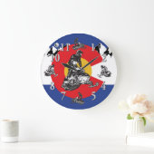 Colorado Flag en Snowmobies Clock Grote Klok (Huis)