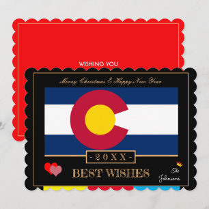 Colorado Flag & Happy New Year /Best Wishes USA Feestdagenkaart