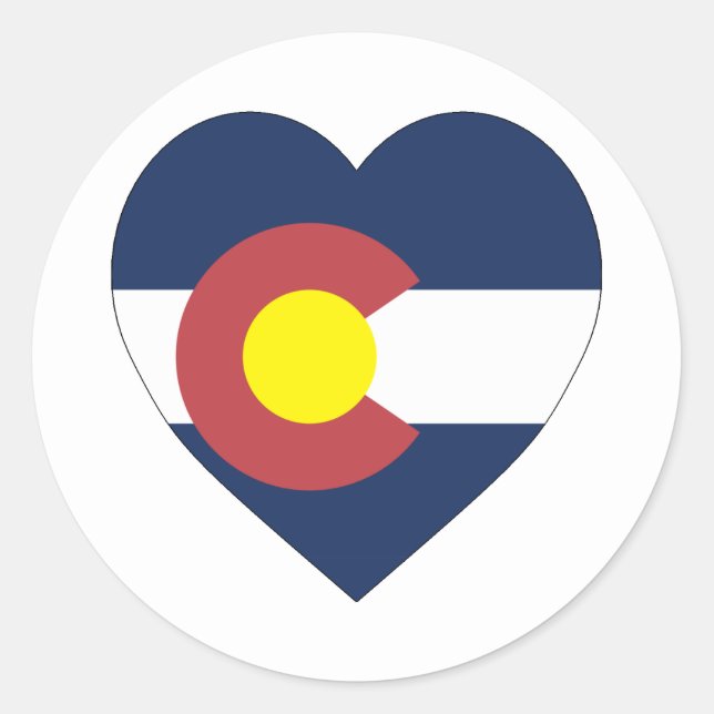Colorado Flag Heart Ronde Sticker (Voorkant)