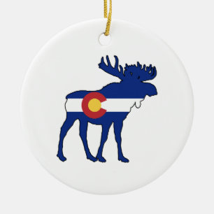 Colorado Flag Moose Keramisch Ornament