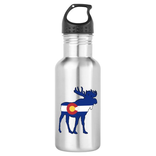 Colorado Flag Moose Waterfles (Voorkant)