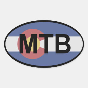 Colorado Flag Mountain Bike Ovale Sticker