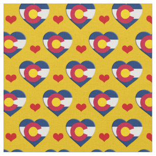 Colorado Flag, Red Heart, GOLD mode Fabric/USA Stof