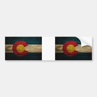 Colorado Flag Rustic Old Wood Bumpersticker