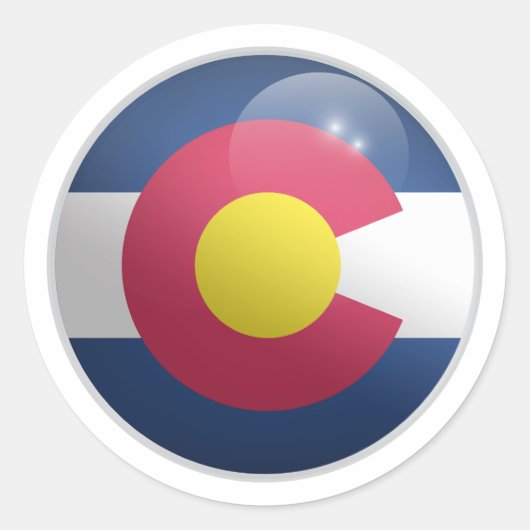 Colorado Glossy Circle Flag Ronde Sticker (Voorkant)