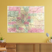 Colorado Map met Steden (1884) Canvas Afdruk (Insitu (Woonkamer))