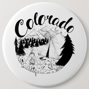 Colorado Mountain Camping Ink Tekening Ronde Button 6,0 Cm