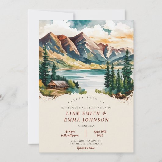 Colorado Mountain Destination Mariage Invitation (Devant)