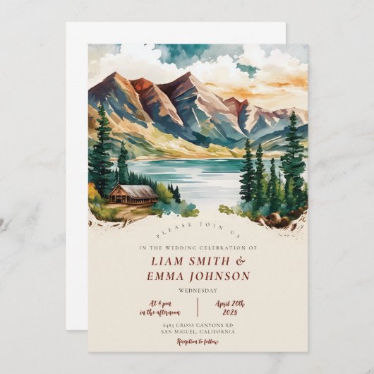 Colorado Mountain Destination Mariage Invitation (Devant / Derrière)
