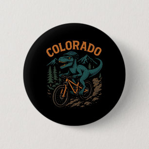 Colorado Mountainbiken T-rex Dinosaur Grappige Wie Ronde Button 5,7 Cm