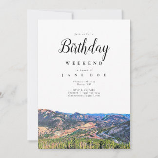 Colorado Mountains Birthday Weekend Invitation Kaart