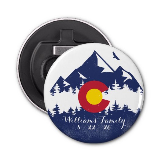 Colorado Mountains Co Vlag Souvenirs Button Flesopener (Voorkant)