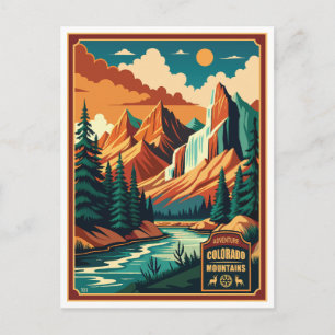 Colorado Mountains Retro Kleuren Briefkaart