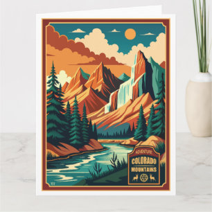 Colorado Mountains Retro Kleuren Kaart