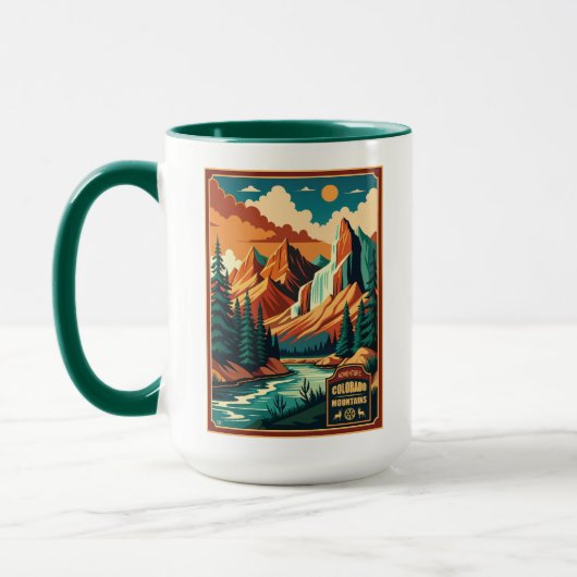 Colorado Mountains Retro Kleuren Mok (Links)
