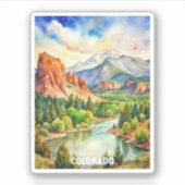 Colorado Mountains Waterverf schilderij Sticker (Voorkant)