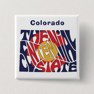 Colorado Nickname Word Art Vierkante Button 5,1 Cm