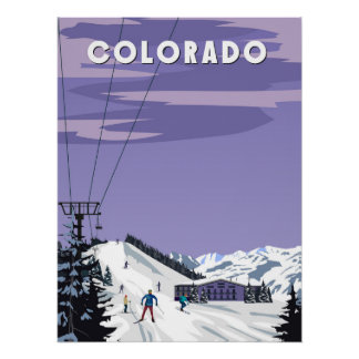Colorado poster de la station de ski vintage Aspen