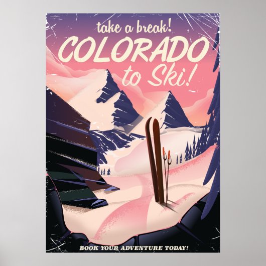Colorado pour skier ! Affiche de vacances rétro (Devant)