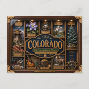 Colorado Shadow Box 3D Figuur Staat Briefkaart