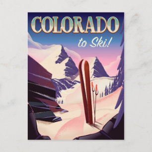 Colorado Ski print - USA vintage ski sportposter Briefkaart