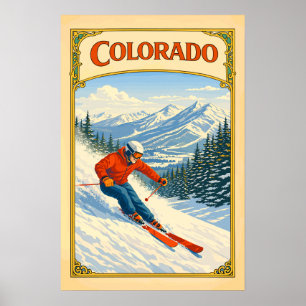 Colorado Skiër Vintage Poster